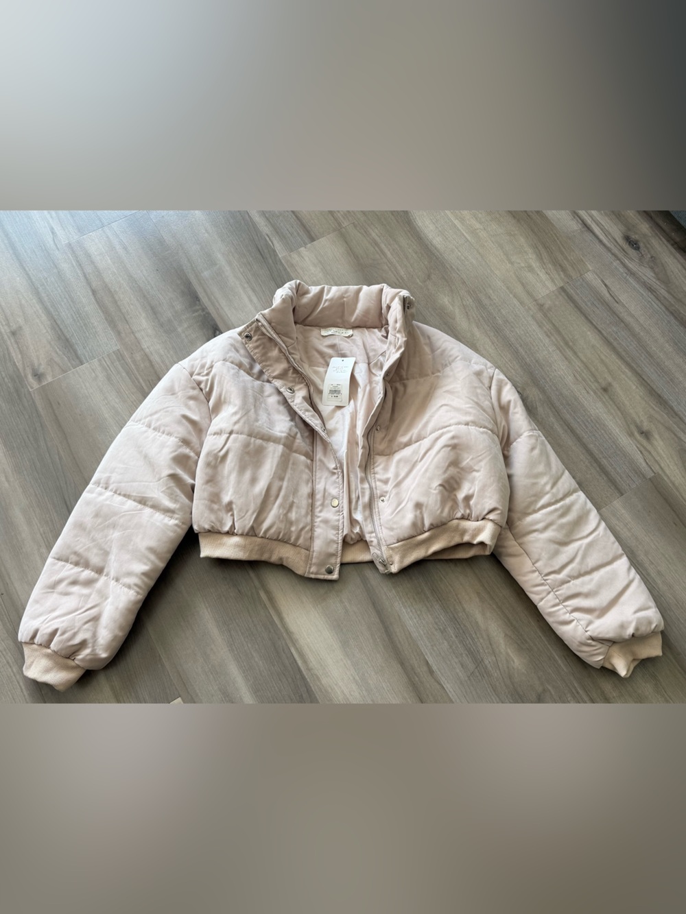 American Threads Blush Cropped Puffer Jacket